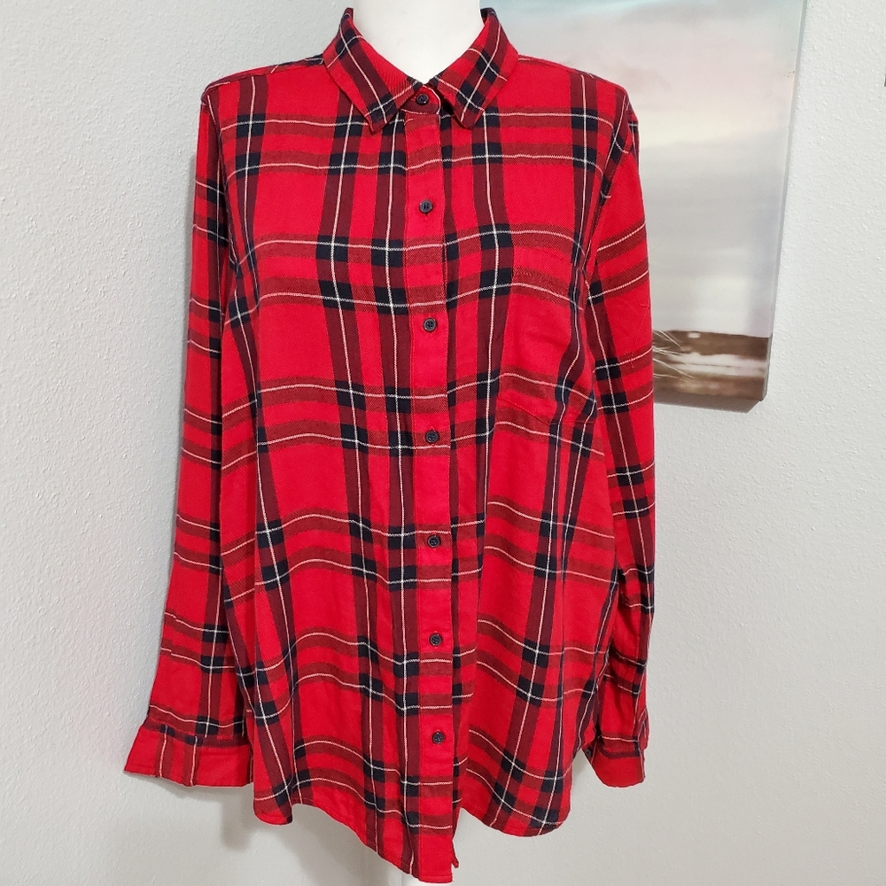 Lucky Brand Plaid Blouse Size Large